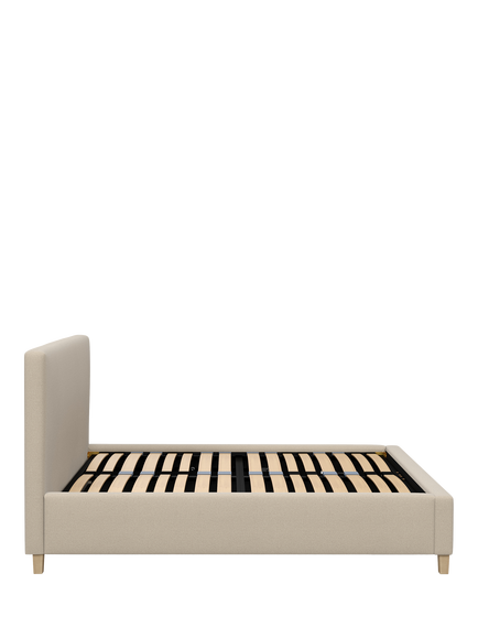 John Lewis Emily Raised Ottoman Storage Bed Frame, Double - view 2, Brushed Tweed Beige