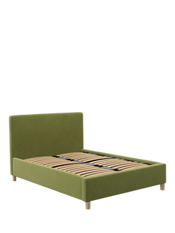 John Lewis Emily Raised Ottoman Storage Bed Frame, Double, Deep Velvet Olive
