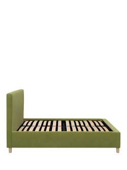 John Lewis Emily Raised Ottoman Storage Bed Frame, Double - view 2, Deep Velvet Olive