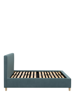 John Lewis Emily Raised Ottoman Storage Bed Frame, Double - view 2, Deep Velvet Petrol