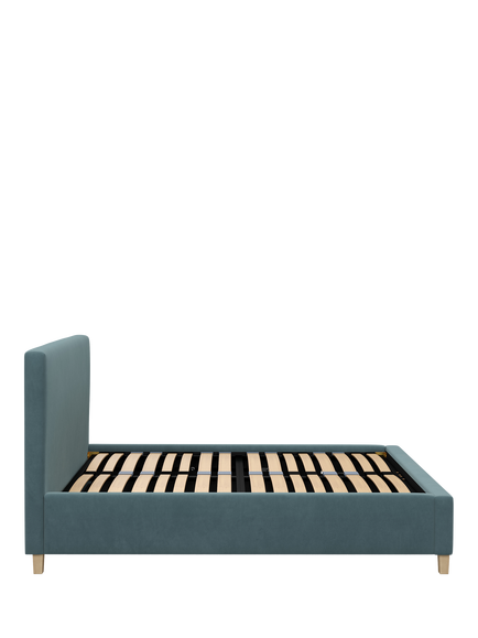 John Lewis Emily Raised Ottoman Storage Bed Frame, King Size - view 2, Deep Velvet Petrol