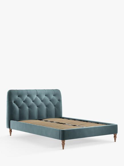 John Lewis Beatrix Upholstered Bed Frame, Double, Deep Velvet Petrol