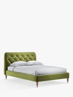 John Lewis Beatrix Upholstered Bed Frame, King Size - view 2, Deep Velvet Olive