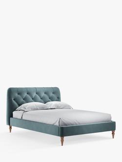 John Lewis Beatrix Upholstered Bed Frame, King Size - view 2, Deep Velvet Petrol