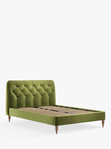 John Lewis Beatrix Upholstered Bed Frame, Super King Size, Deep Velvet Olive