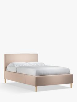John Lewis Emily 2 Drawer Upholstered Bed Frame, Double - view 2, Cotton Effect Pink