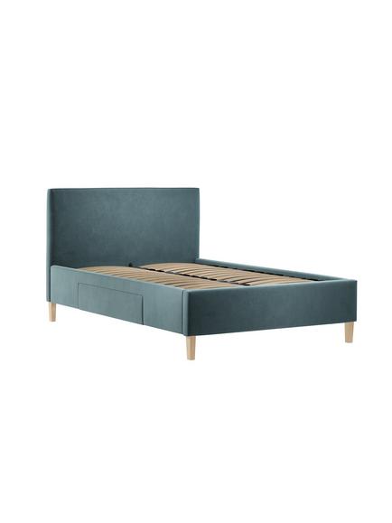 John Lewis Emily 2 Drawer Upholstered Bed Frame, Double, Deep Velvet Petrol