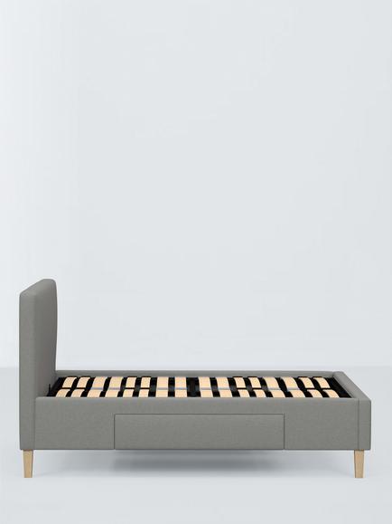 John Lewis Emily 2 Drawer Upholstered Bed Frame, Double - view 2, Soft Twill Smoke