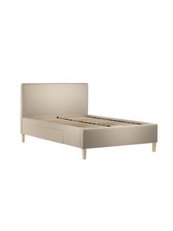 John Lewis Emily 2 Drawer Upholstered Bed Frame, King Size, Brushed Tweed Beige