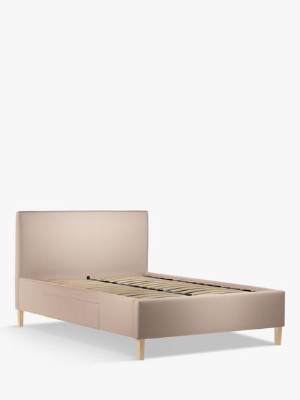 John Lewis Emily 2 Drawer Upholstered Bed Frame, King Size, Cotton Effect Pink
