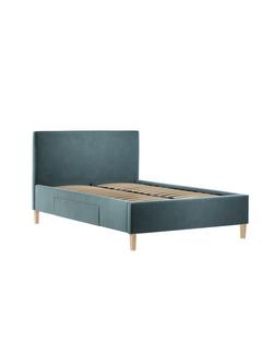 John Lewis Emily 2 Drawer Upholstered Bed Frame, King Size, Deep Velvet Petrol