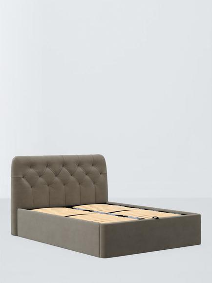 John Lewis Beatrix Ottoman Storage Upholstered Bed Frame, Double, Matte Velvet Mink