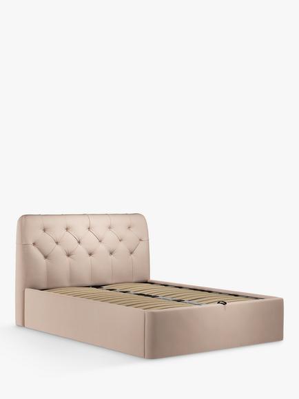 John Lewis Beatrix Ottoman Storage Upholstered Bed Frame, King Size, Cotton Effect Pink