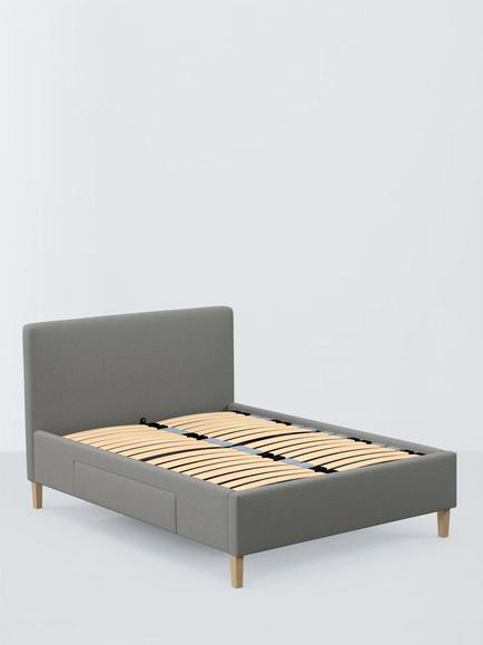 John Lewis Emily 2 Drawer Upholstered Bed Frame, King Size, Soft Twill Smoke