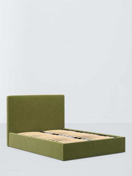 John Lewis Emily Drawer End Upholstered Bed Frame, Double, Deep Velvet Olive
