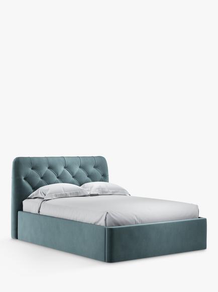 John Lewis Beatrix Ottoman Storage Upholstered Bed Frame, Super King Size - view 2, Deep Velvet Petrol