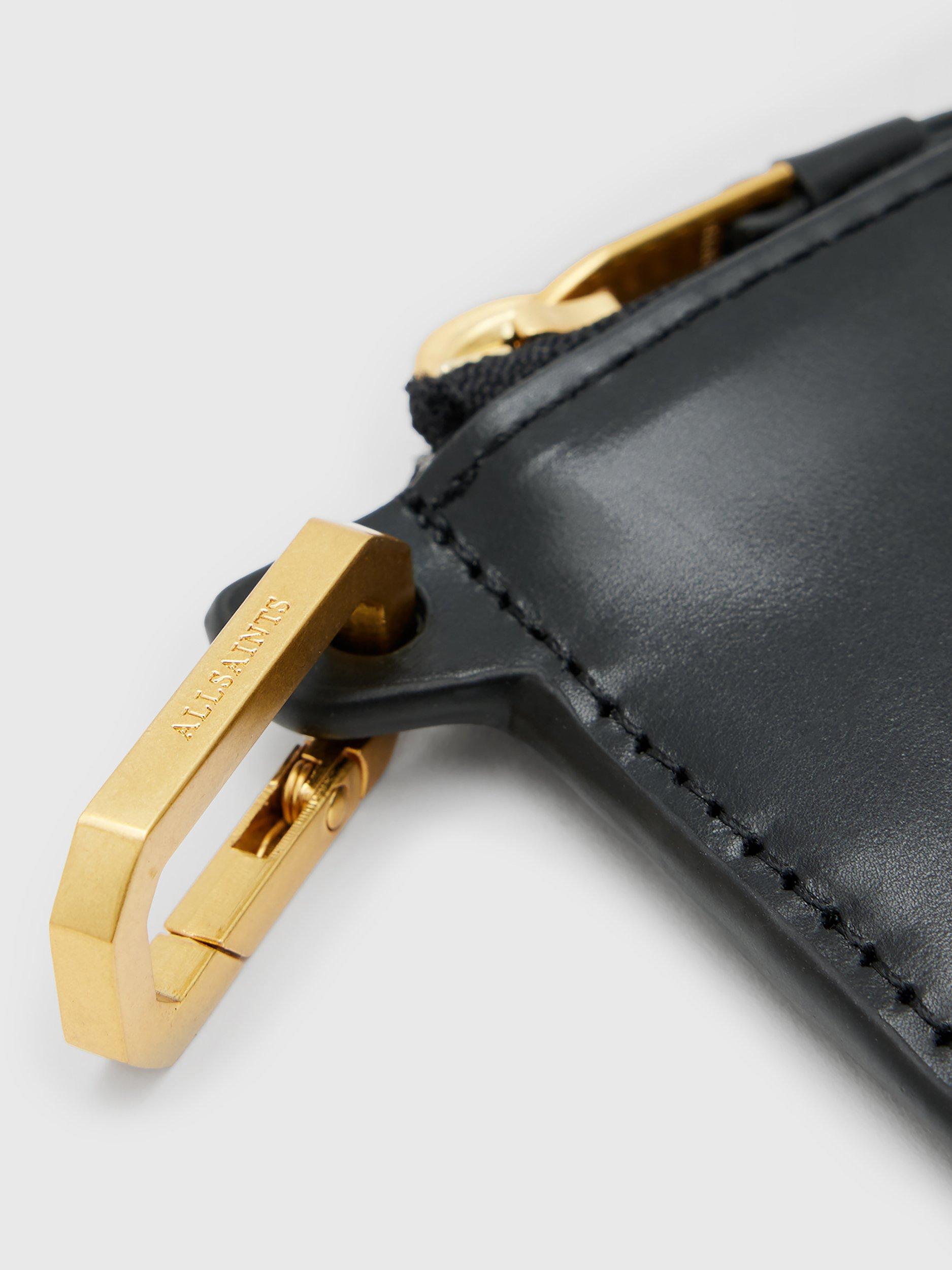Product image 4 of 6, which shows AllSaints Remy Leather Zip Around Card Holder, Black