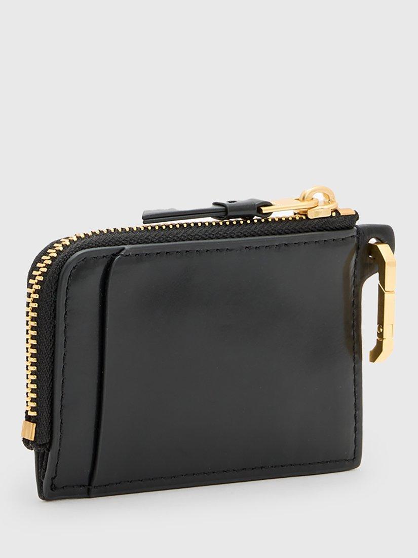 Product image 6 of 6, which shows AllSaints Remy Leather Zip Around Card Holder, Black