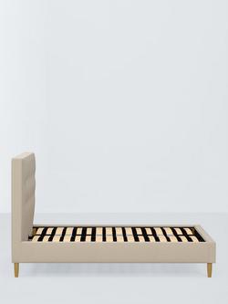 John Lewis Arlo Upholstered Bed Frame, Double - view 2, Brushed Tweed Beige