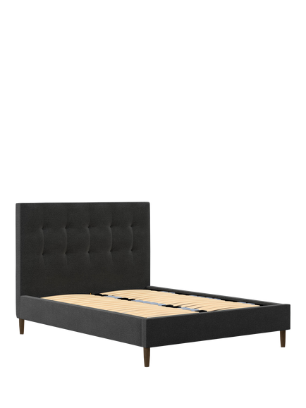 John Lewis Arlo Upholstered Bed Frame, Double, Brushed Tweed Charcoal