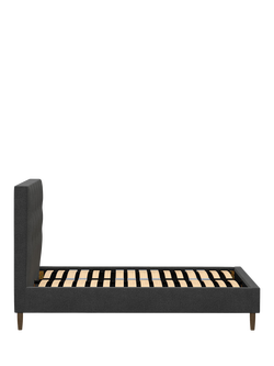 John Lewis Arlo Upholstered Bed Frame, Double - view 2, Brushed Tweed Charcoal