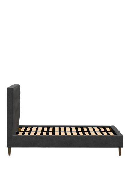 John Lewis Arlo Upholstered Bed Frame, Double - view 2, Brushed Tweed Charcoal