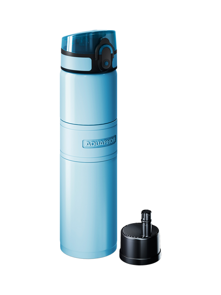 Aquaphor City Stainless Steel Cool Filter Water Bottle, 500ml, Sky Blue