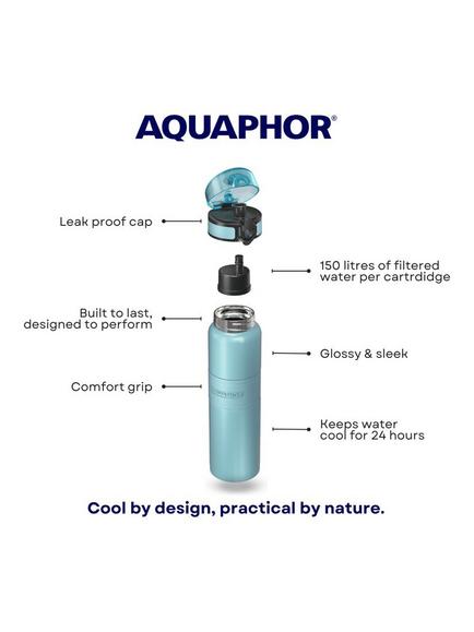 Aquaphor City Stainless Steel Cool Filter Water Bottle, 500ml - view 2, Sky Blue