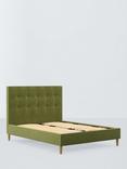 John Lewis Arlo Upholstered Bed Frame, Double, Deep Velvet Olive