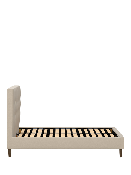 John Lewis Arlo Upholstered Bed Frame, King Size - view 2, Brushed Tweed Beige