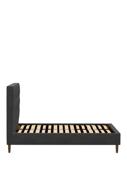 John Lewis Arlo Upholstered Bed Frame, King Size - view 2, Brushed Tweed Charcoal