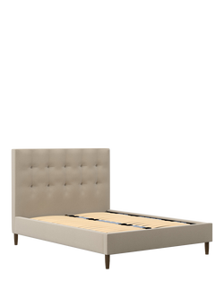 John Lewis Arlo Upholstered Bed Frame, Super King Size, Brushed Tweed Beige