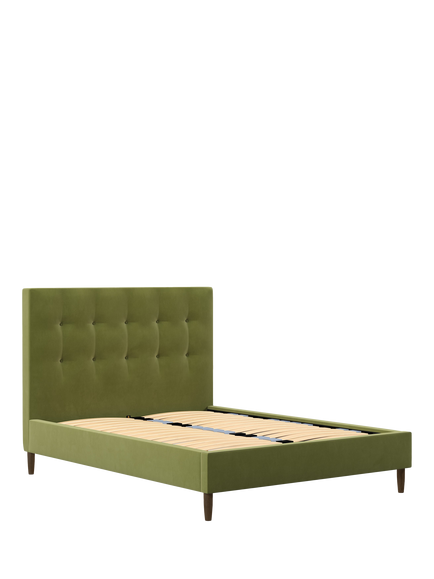John Lewis Arlo Upholstered Bed Frame, Super King Size, Deep Velvet Olive