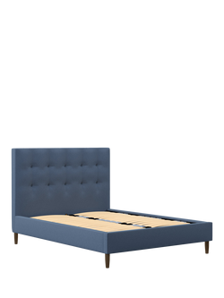 John Lewis Arlo Upholstered Bed Frame, Super King Size, Soft Twill Blue