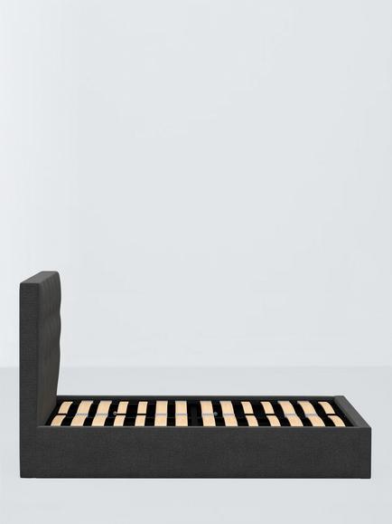 John Lewis Arlo Ottoman Storage Upholstered Bed Frame, King Size - view 2, Brushed Tweed Charcoal