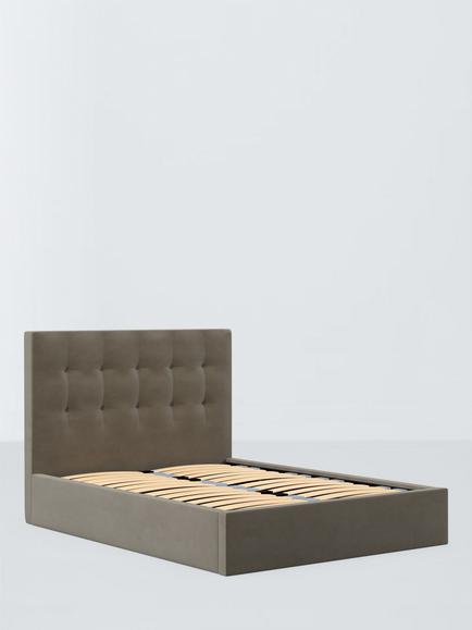 John Lewis Arlo Ottoman Storage Upholstered Bed Frame, King Size, Matte Velvet Mink
