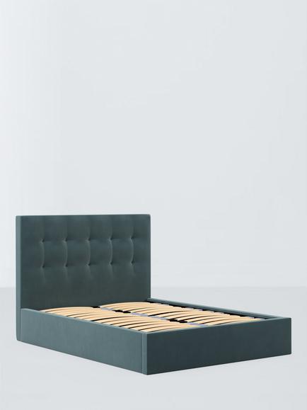 John Lewis Arlo Ottoman Storage Upholstered Bed Frame, Super King Size, Deep Velvet Petrol