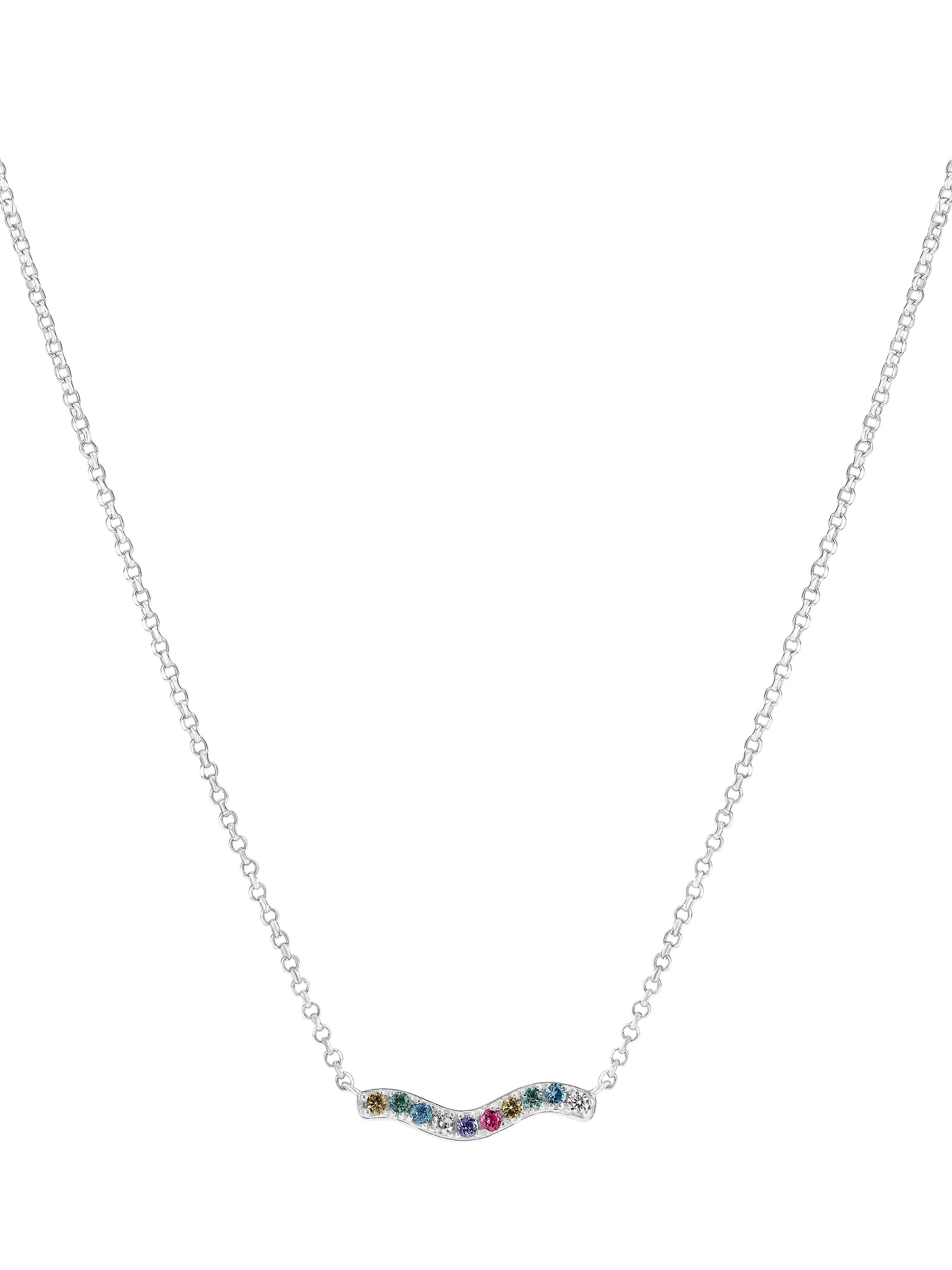 Product image 1 of 1, which shows Sif Jakobs Jewellery Ellera Waves Cubic Zirconia Necklace, Multi/Silver