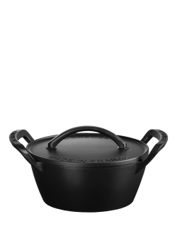 Le Creuset BBQ Outdoor Cast Iron Round Casserole, 25cm, Matte Black - view 2, Matte Black