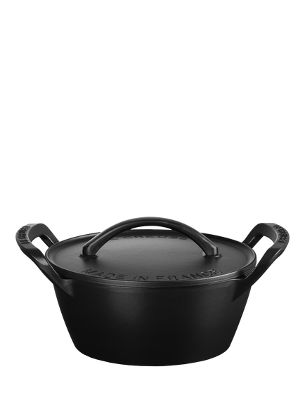 Le Creuset BBQ Outdoor Cast Iron Round Casserole, 25cm, Matte Black - view 2, Matte Black