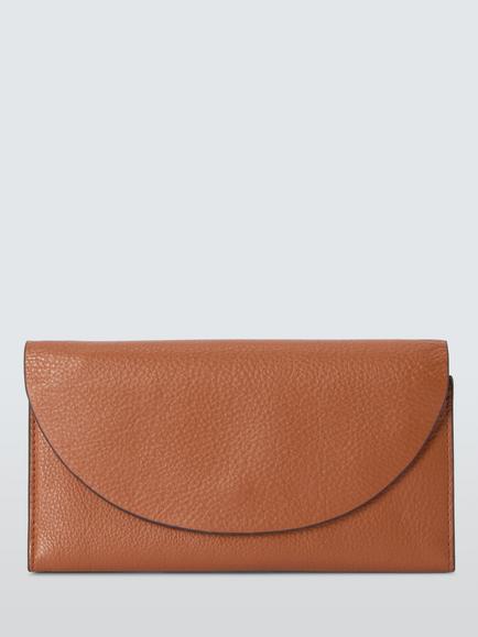 John Lewis Ara Leather Flapover Purse, Tan