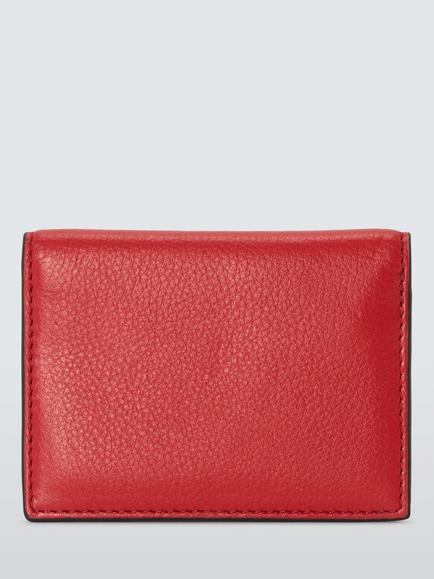 John Lewis Leather Bifold Card Holder, Red, Red
