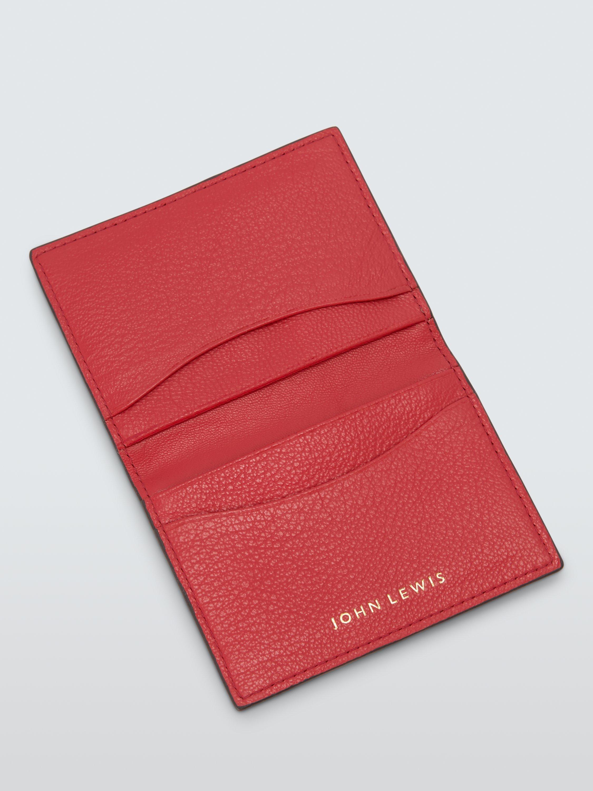 Product image 2 of 4, which shows John Lewis Leather Bifold Card Holder, Red