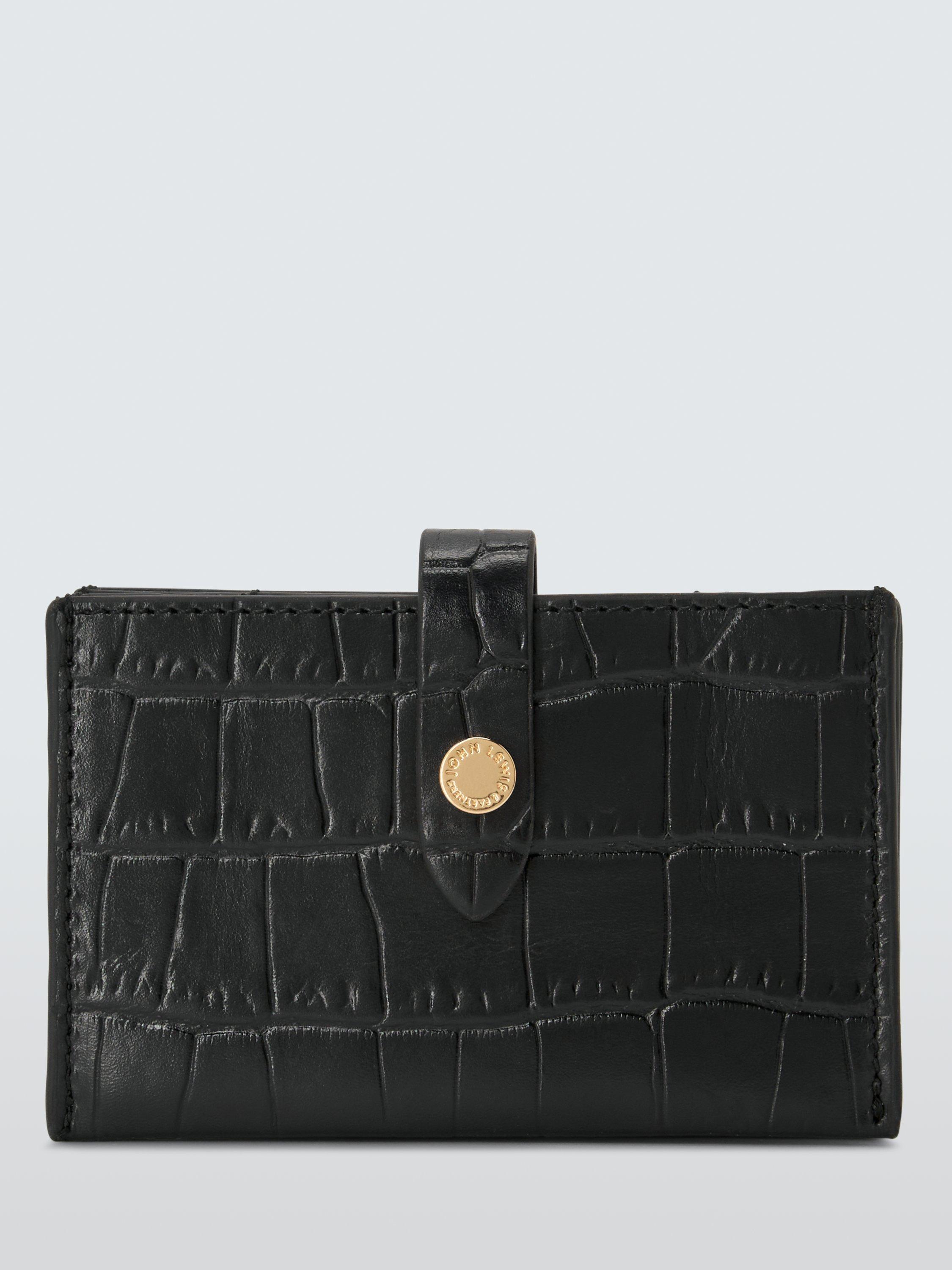 Product image 1 of 4, which shows John Lewis Concertina Leather Card Holder, Black Croc