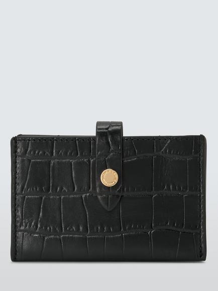 John Lewis Concertina Leather Card Holder, Red, Black Croc