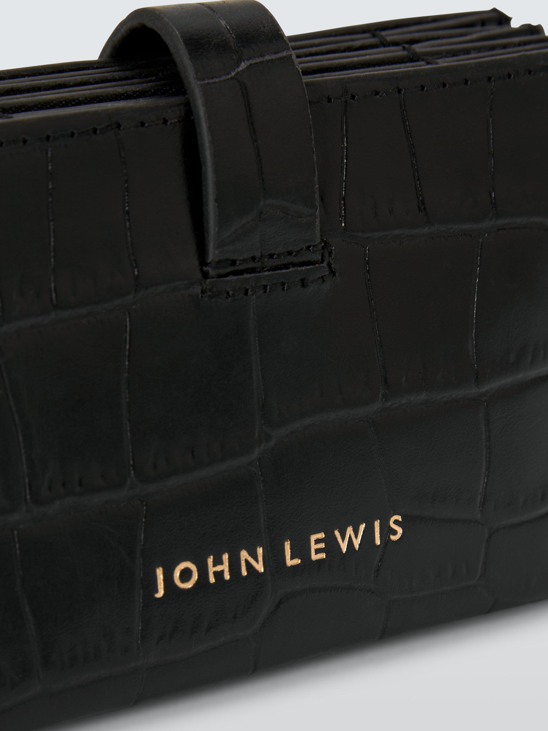Product image 4 of 4, which shows John Lewis Concertina Leather Card Holder, Black Croc