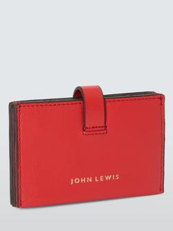 John Lewis Concertina Leather Card Holder, Red - view 2, Red
