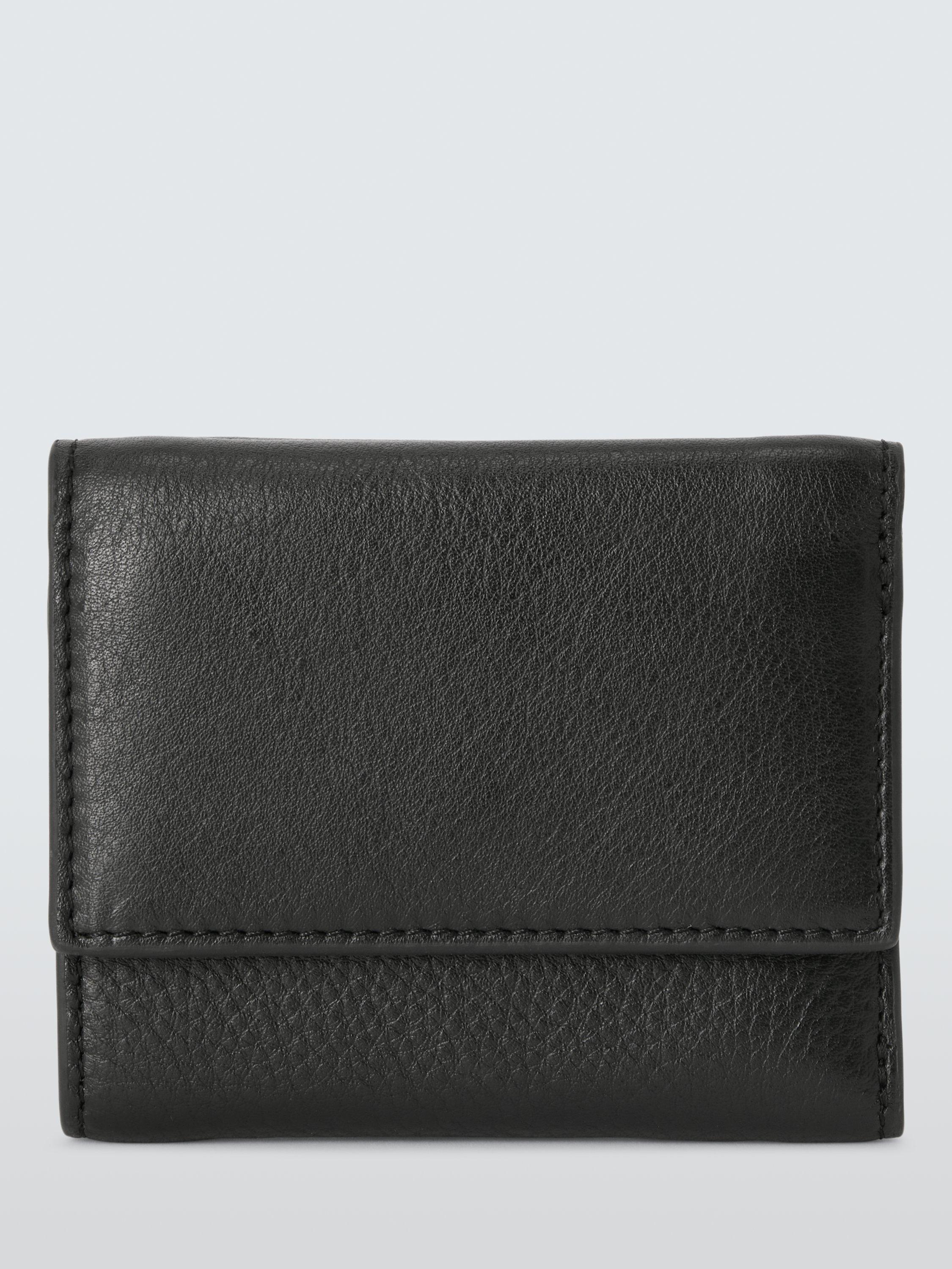Product image 1 of 4, which shows John Lewis Leather Medium Trifold Wallet, Black