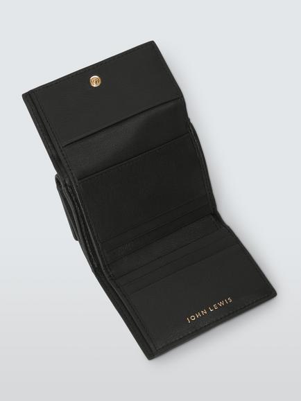 John Lewis Leather Medium Tri-Fold Purse - view 2, Black