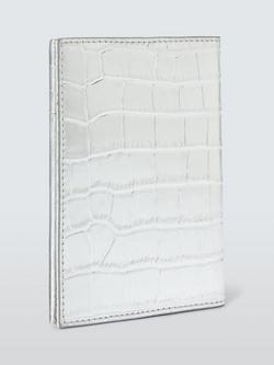 John Lewis Metallic Leather Passport Holder, Silver Croc - view 2, Silver Croc